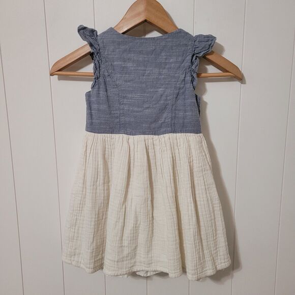 Tahari Girls Chambray Button Front Dress Size 4T Ruffled Sleeves - Picture 6 of 10